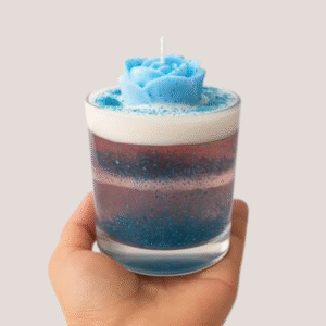 Blue Glitter Candle with Lavender Aroma – Decorative Gel Wax Candle (Pack of 1)