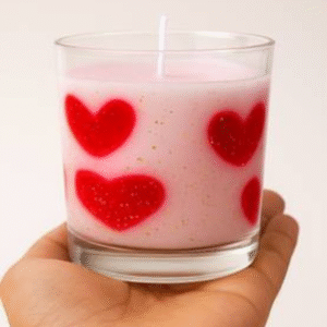 Red Heart Jar Candle – Elegant Fragrance, Romantic Décor (Pack of 1)
