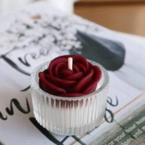 Red Rose Candle with Floral Fragrance – Decorative Glass Jar Candle (Pack of 4)