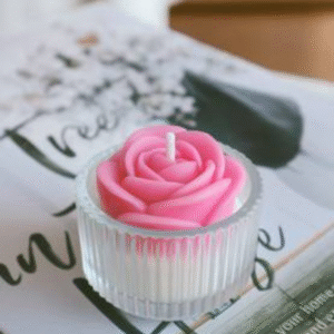Scented Mini Rose Candle with Rose Blossom Fragrance – Decorative Glass Jar Candle