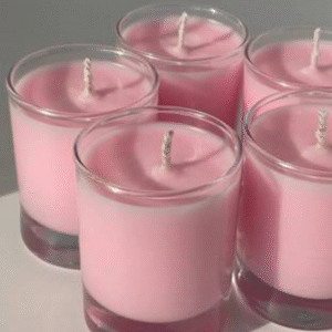 Scented Pink Glass Jar Candle – Lavender Aroma Decorative Candle (Pack of 4)