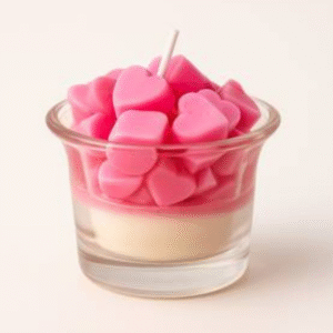 Scented Pink Mini Heart Candle with Sandalwood Aroma – Decorative Votive Candle (Pack of 2)